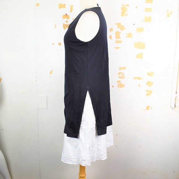 Theory Malkan Navy White Classic Tee Dress Size Medium - Picture 3 of 13